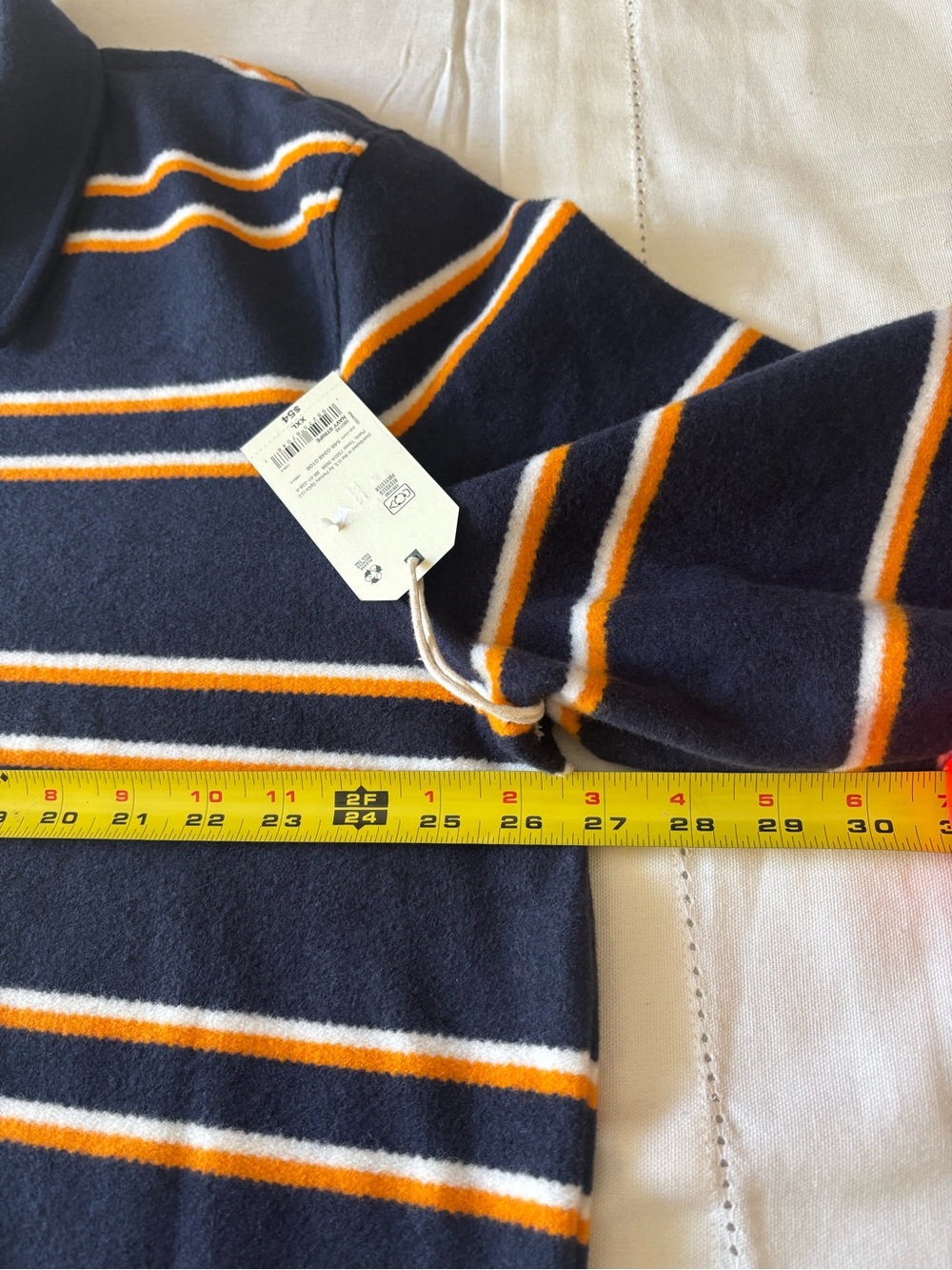 Men's Navy Zip-Front Striped Pullover Sweater - Picture 3 of 7